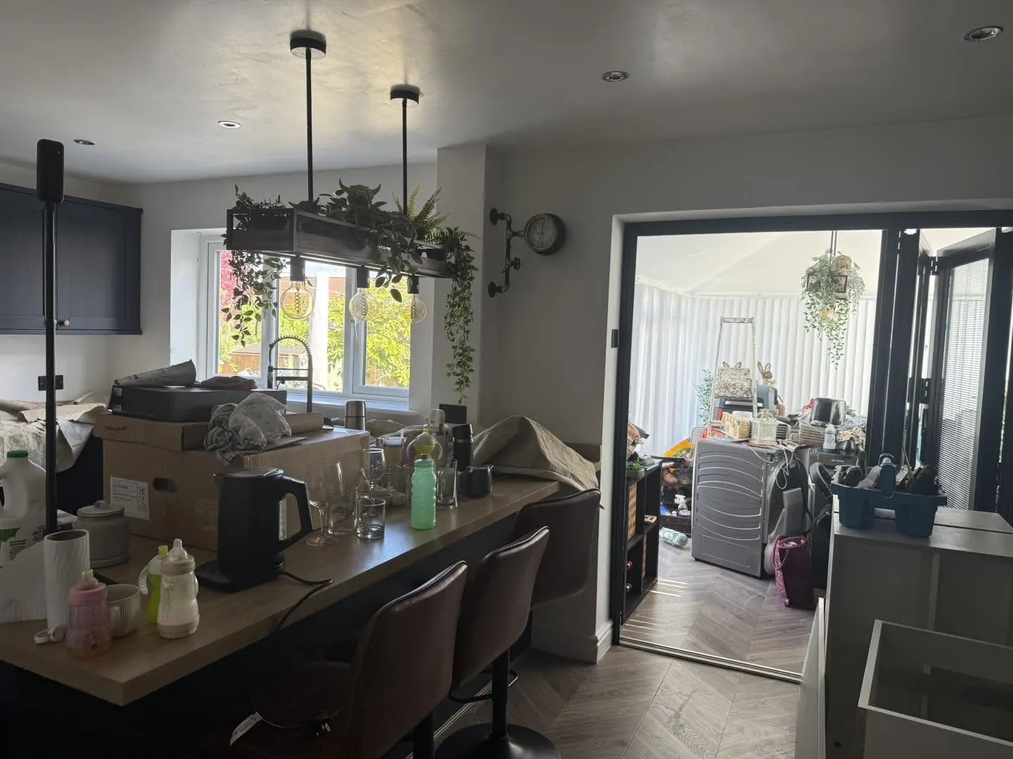 Kitchen dining area before brick slip installation